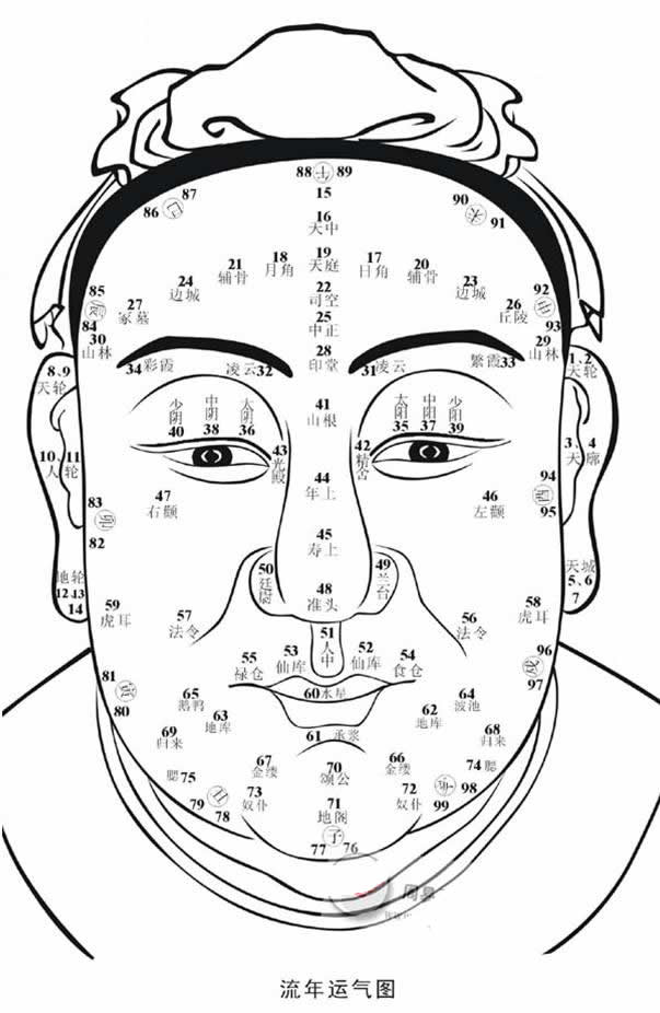 面相算命入门：流年运气图